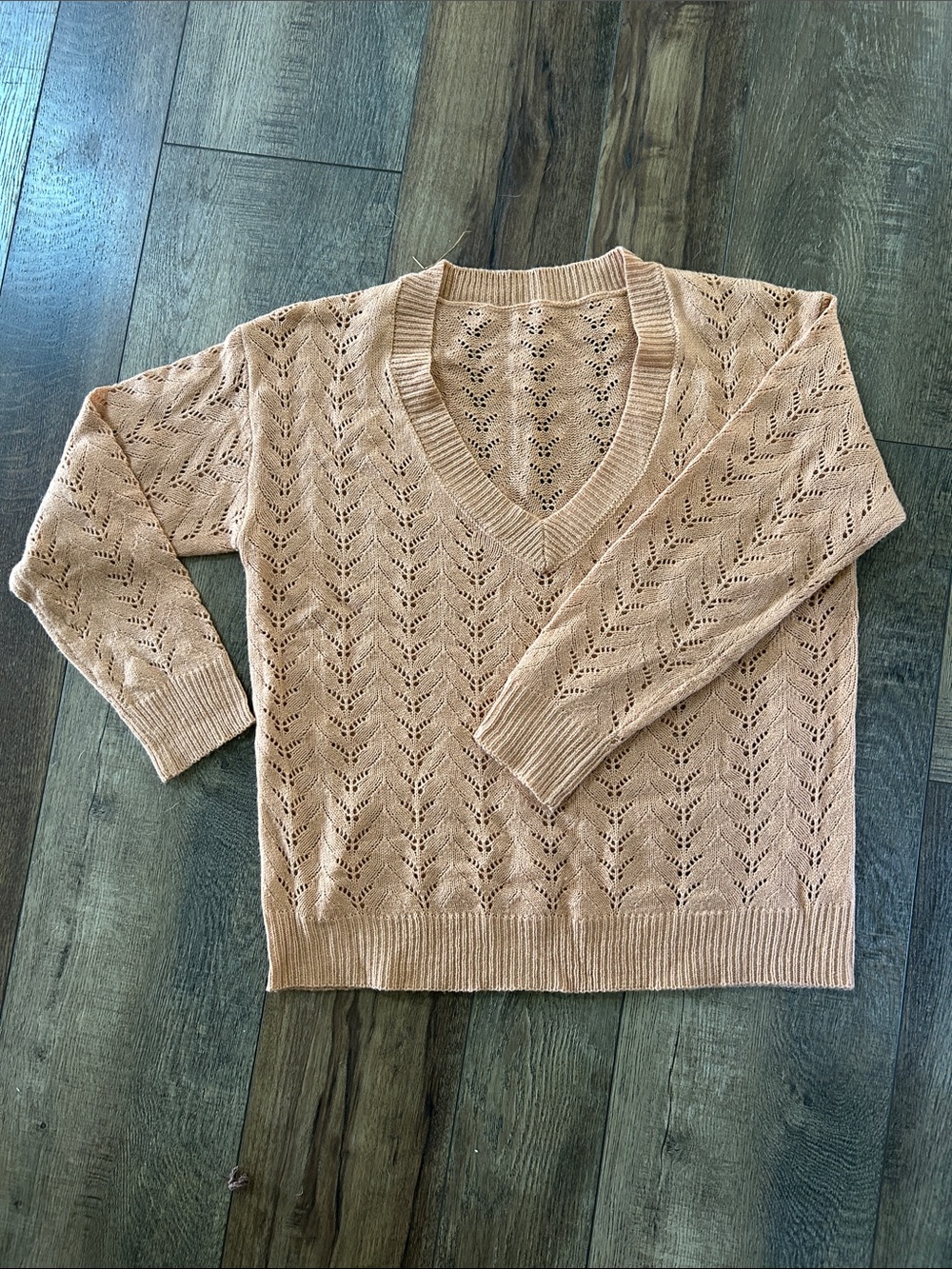 Women’s TanV-Neck Knitted Sweater